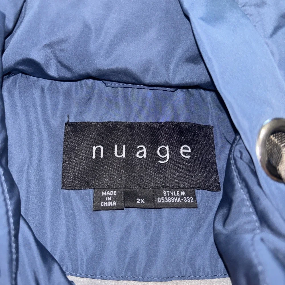 Nuage Blue Quilted Jacket Jersey Lining Removable Hood Women's‎ Size 2XL